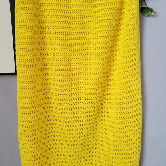 Everlane Crochet Knit Midi Skirt Lemon Yellow Organic Cotton L - Picture 9 of 14